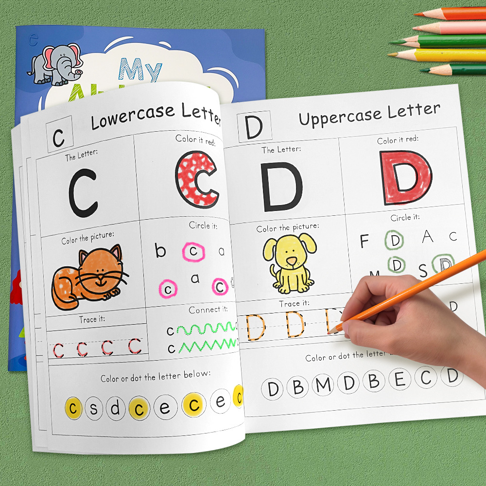 Learning Workbook Preschool - 54 หน้าตัวอักษร A-Z ตัวอักษร Phonics Practice
