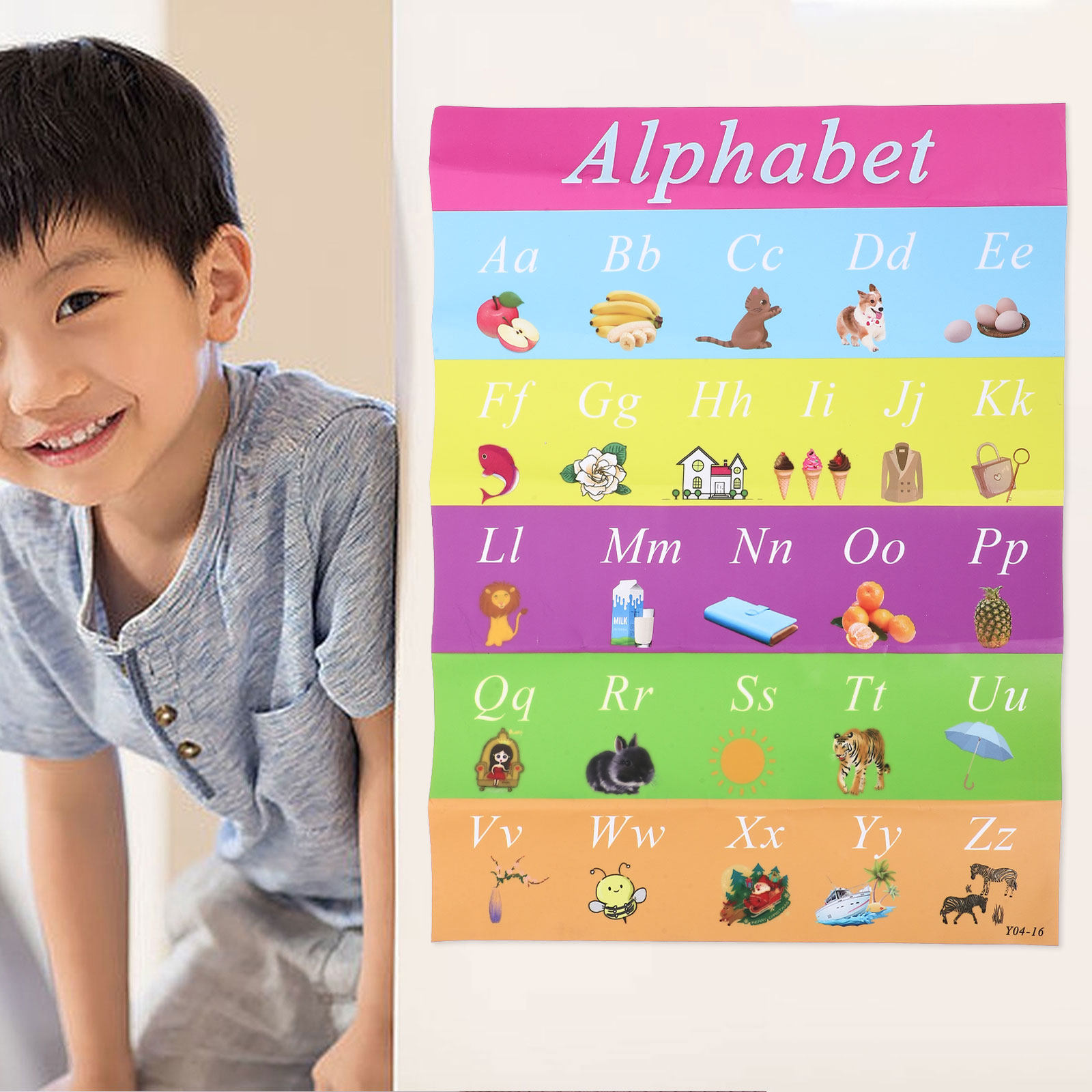 Kids Educational Posters - โปสเตอร์การศึกษาปฐมวัยพรีเมียมแบบมีกาวในตัวสำหรับเด็ก แผนภูมิตัวอักษรภาษาอังกฤษลายการ์ตูนสัตว์สดใส ตัวพิมพ์ใหญ่ ตัวพิมพ์เล็ก และตัวอักษรเขียนต่อเนื่อง