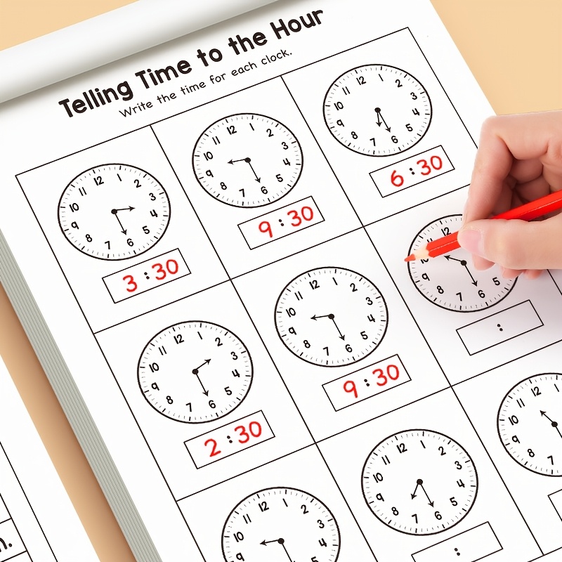 Learning Workbook Preschool - สมุดแบบฝึกหัดการบอกเวลาสำหรับเด็ก, สมุดแบบฝึกหัดการเรียนรู้สำหรับเด็กปฐมวัยสำหรับใช้ในโรงเรียนอนุบาลและโฮมสคูล