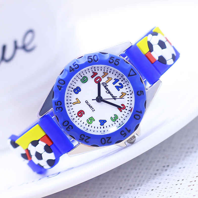 Kids Educational Watch - นาฬิกาควอตซ์ลายฟุตบอล 3 มิติ แฟชั่นเด็กชายเด็กหญิง ปี 2026