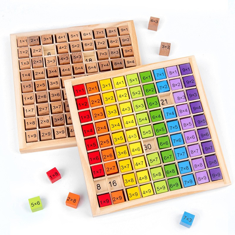 Kids Educational Box - ของเล่นเด็กแบบมอนเตสซอรี่ ของเล่นไม้เสริมพัฒนาการ เกมกระดานคูณ สำหรับตารางสูตรคูณ คณิตศาสตร์ อุปกรณ์ช่วยสอน