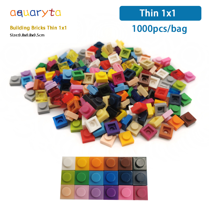 Kids Education Logo - Aquaryta 1000pcs อาคารอิฐบาง 1X1 BULK ใช้งานร่วมกับโลโก้