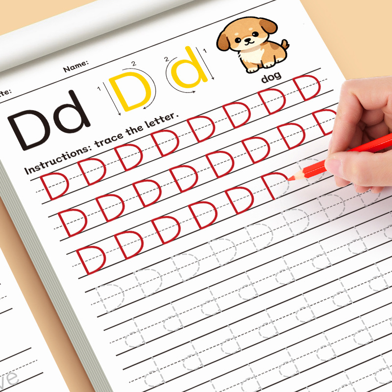 Learning Workbook Preschool - สมุดฝึกเขียนตัวอักษร 26 ตัวอักษร แบบฝึกหัดการเขียนด้วยลายมือสำหรับเด็กก่อนวัยเรียน การพัฒนาทักษะการเขียนตัวอักษร การประดิษฐ์ตัวอักษร