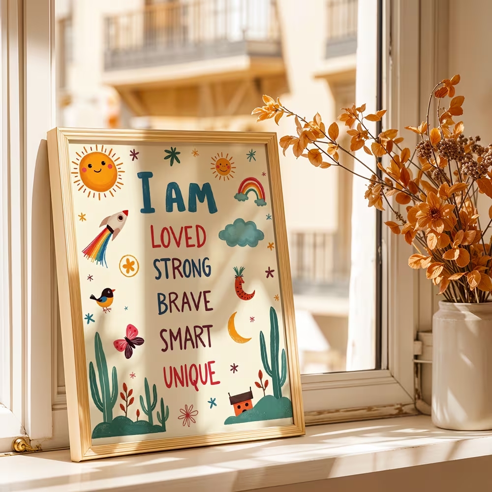 ศิลปะติดผนังสีสันสดใส ฉันรักตั - Kids Educational Posters บทวิจารณ์และราคา