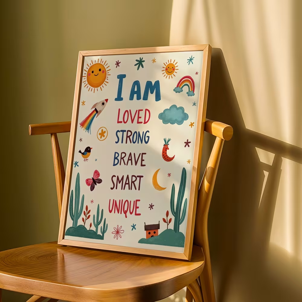 ศิลปะติดผนังสีสันสดใส ฉันรักตั - Kids Educational Posters บทวิจารณ์และราคา